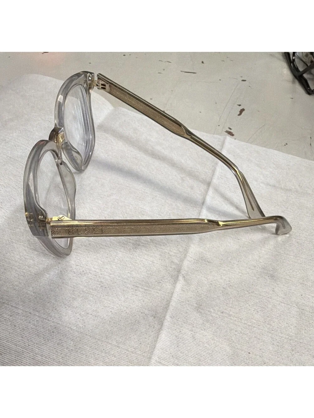 Vintage Gucci Eyeglasses Clear Crystal Gold Tone Frames Made in Italy